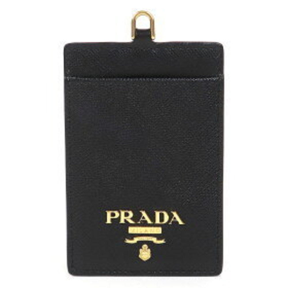 Prada Saffiano leather badge holder neck strap Card case ID